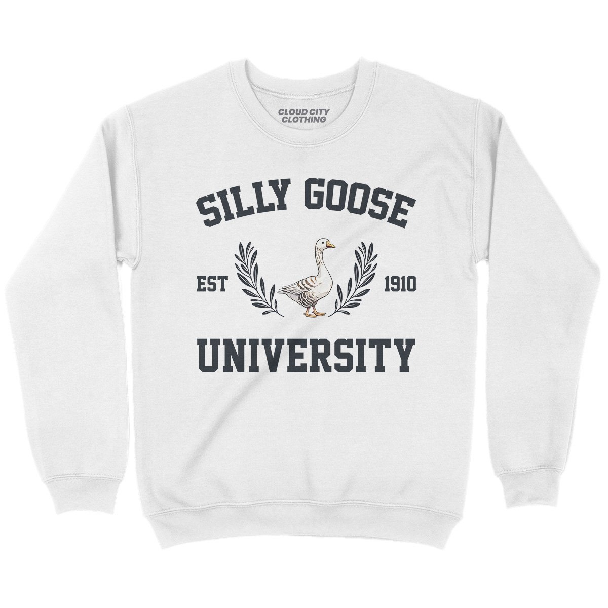 Silly goose university sweatshirt in white color