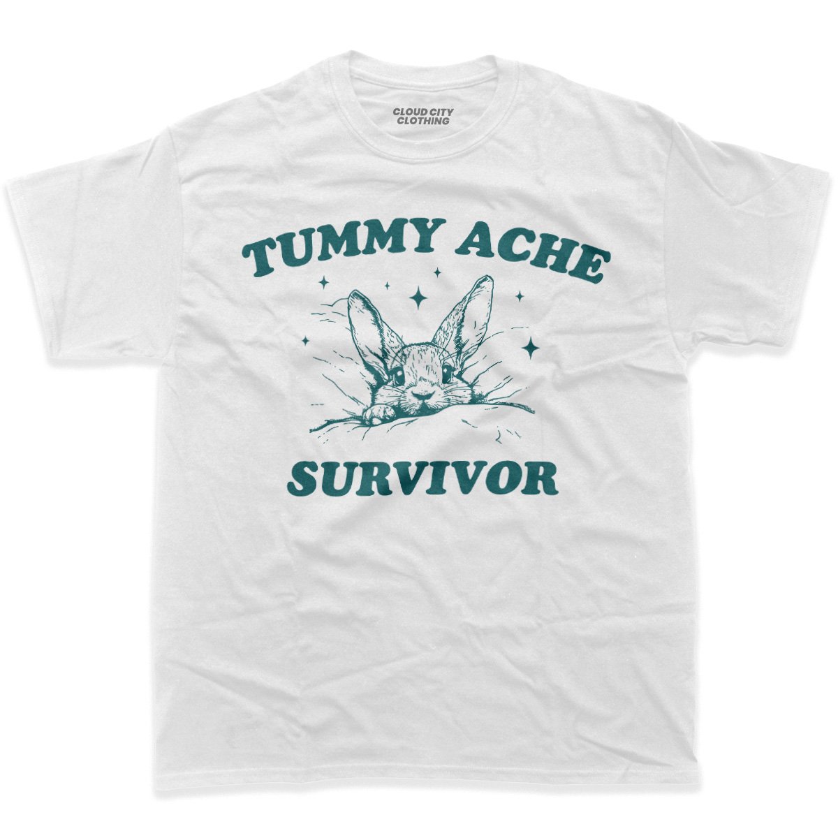 Tummy ache survivor shirt in white color